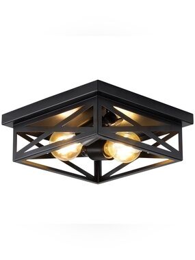Modern Geometric Flush Mount Ceiling Light in Black